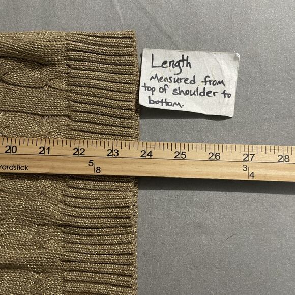 LRL Ralph Lauren Cable Knit Sweater Size Small Gold Metallic Shimmer Holiday - Picture 8 of 8